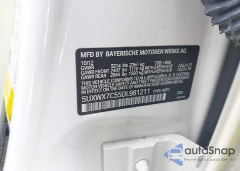 2013 BMW X3 xDrive35I из США, поврежденный, VIN 5UXWX7C55DL981211